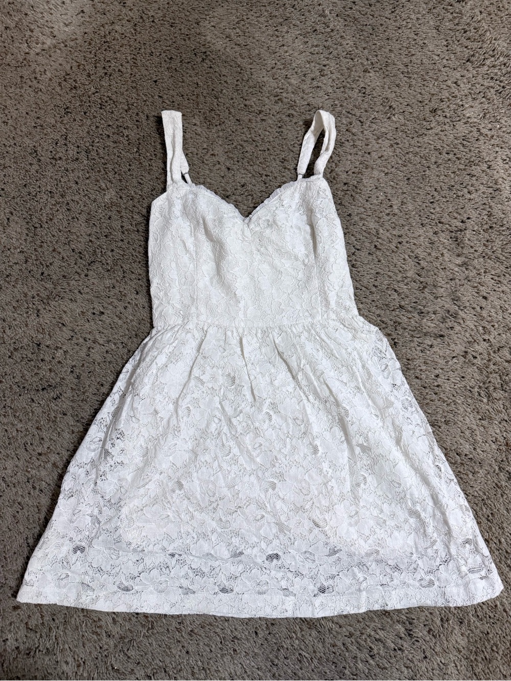 Hollister White Floral Lace Spaghetti Strap Mini Sundress